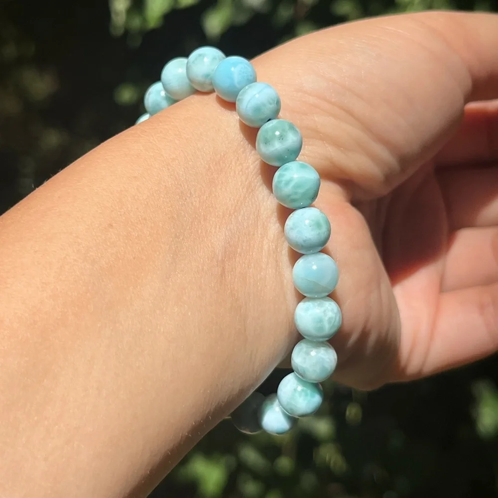 8.5mm stretchable‎ Larimar bracelet